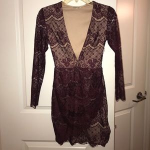 Long sleeve maroon dress